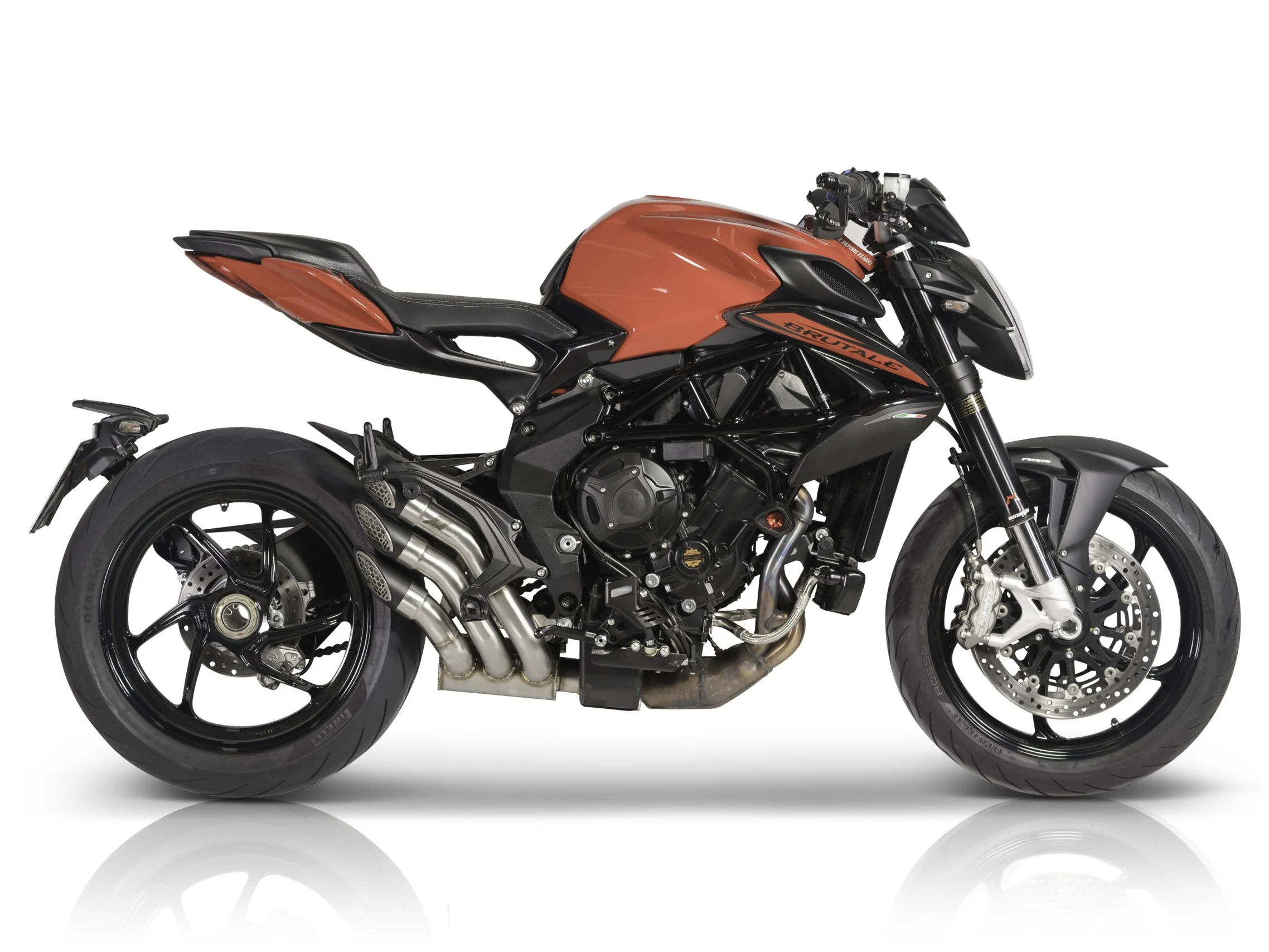 QD EXHAUST MV Agusta Brutale 800 (2016+) Triple Slip-on Exhaust "Power Gun" (silver; EU homologated) - Image 4