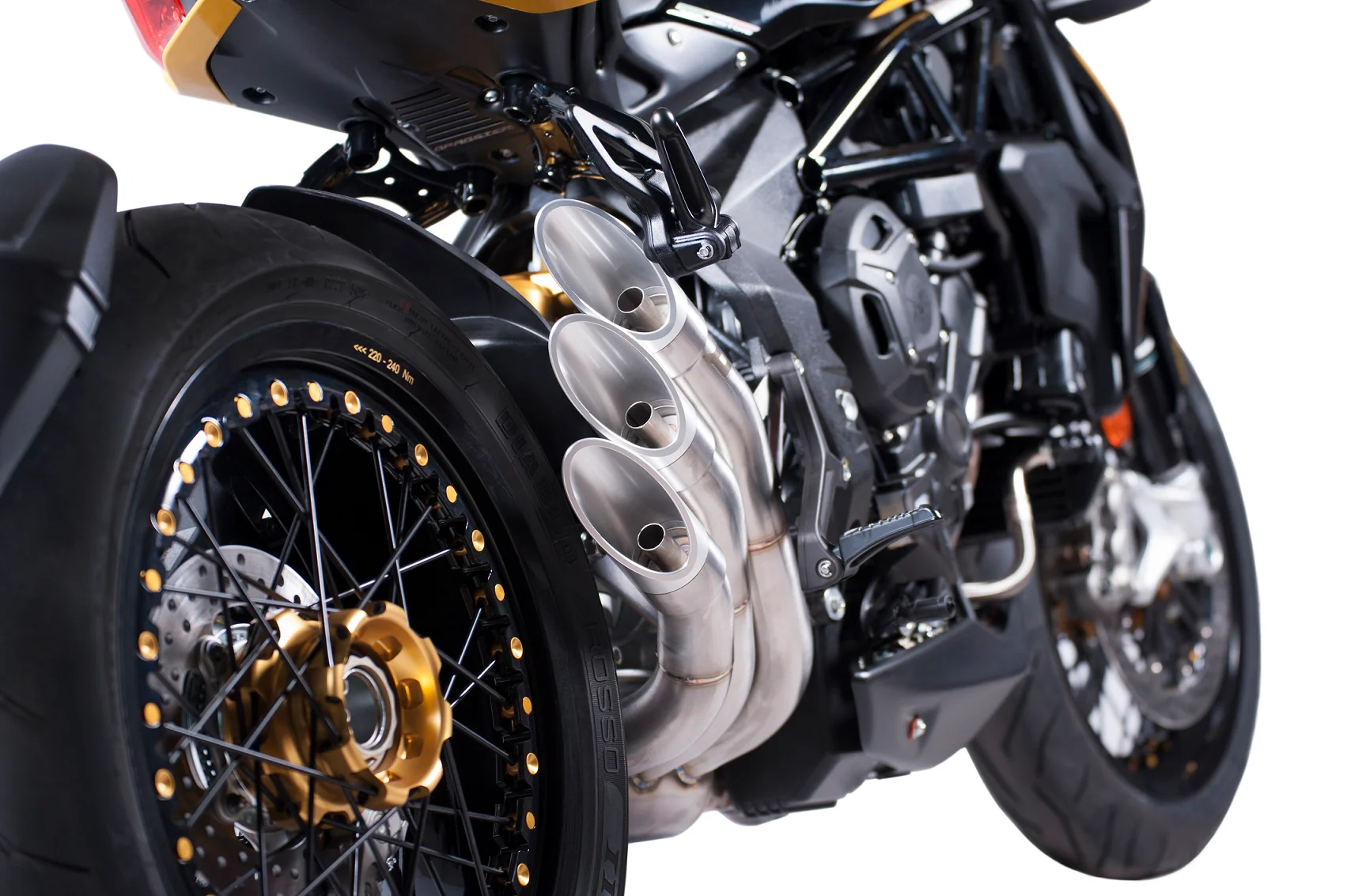 QD EXHAUST MV Agusta Dragster 800 RR (2018+) Triple Slip-on Exhaust "Power Gun" (silver; EURO 4/5 homologated) - Image 3