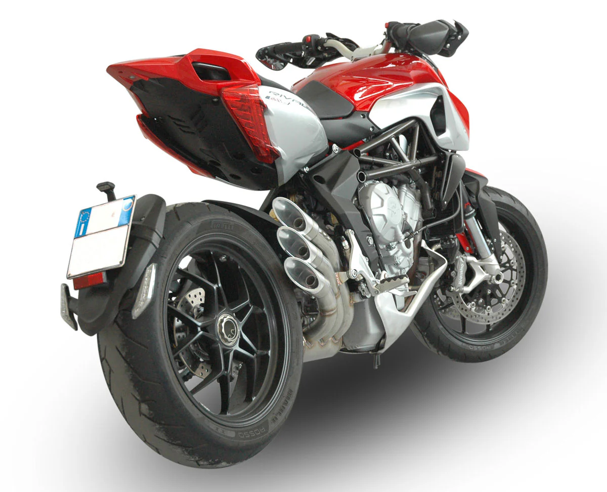 QD EXHAUST MV Agusta Rivale 800 Triple Slip-on Exhaust "Power Gun" (silver; EU homologated) - Image 3